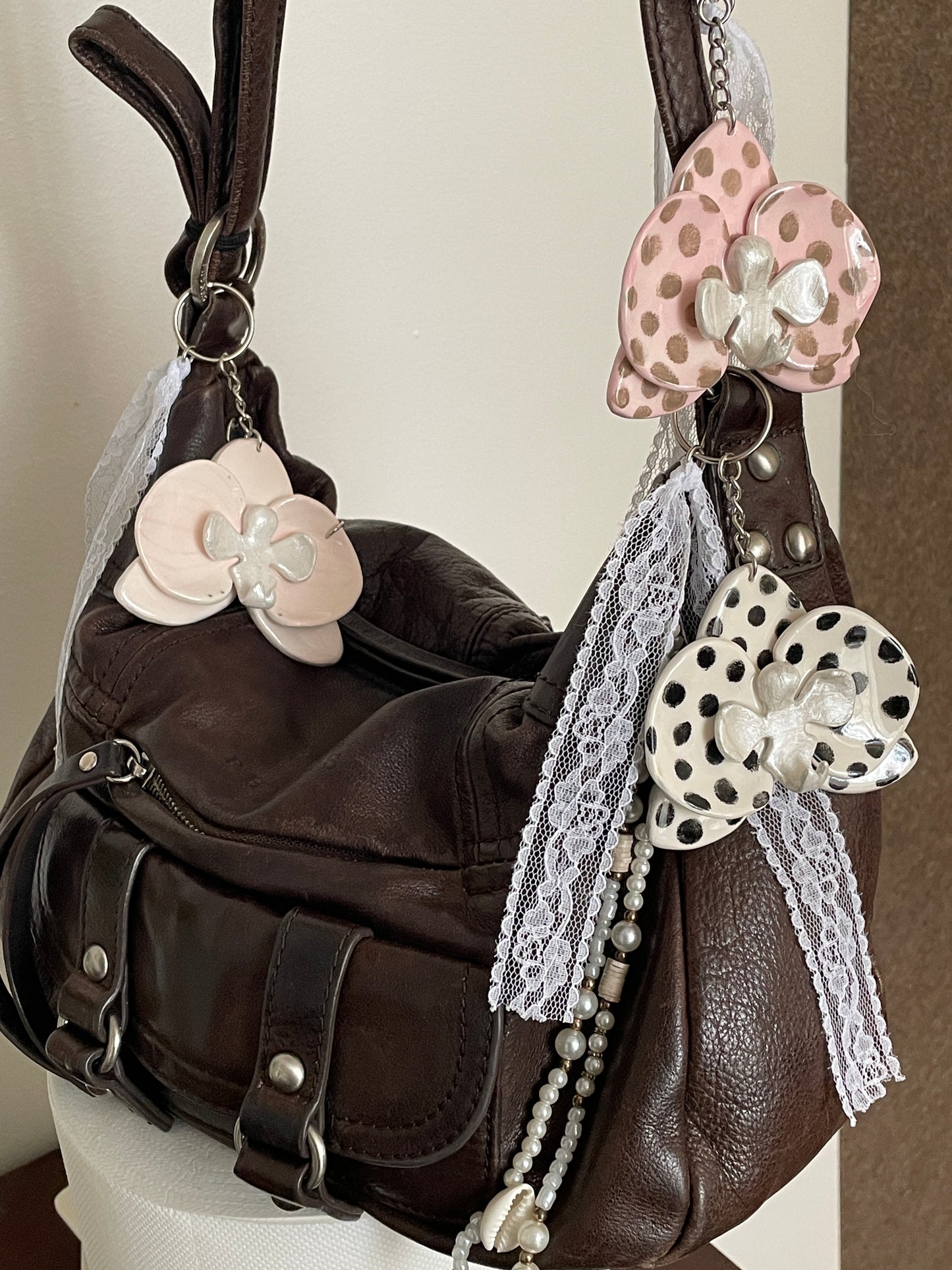 Charms mini orchidée noir & blanc