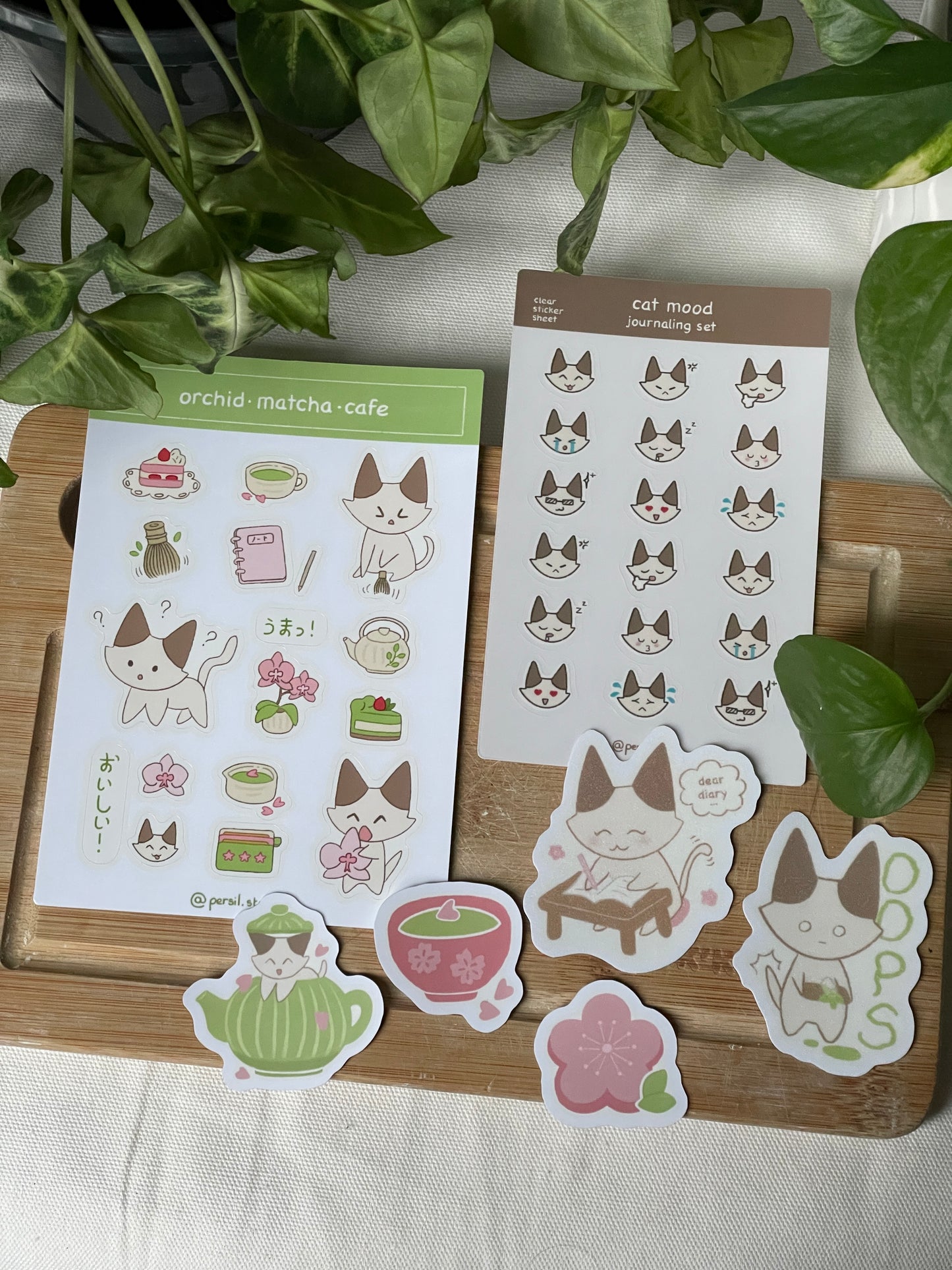 Planche stickers orchid matcha cafe