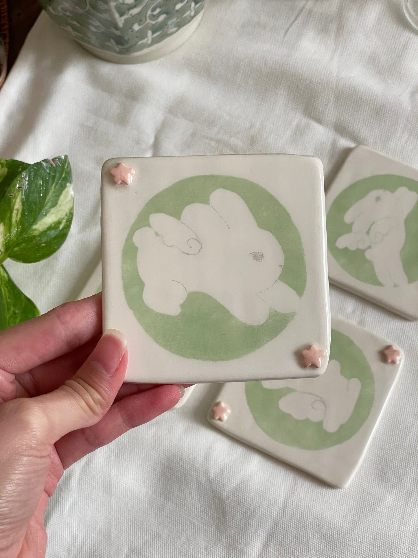 Lot 4 dessous de verre "lapin ailés"