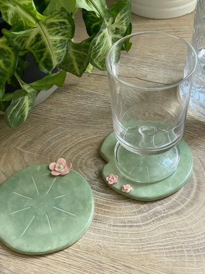 Lot 2 dessous de verre nenuphar