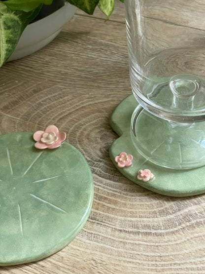 Lot 2 dessous de verre nenuphar