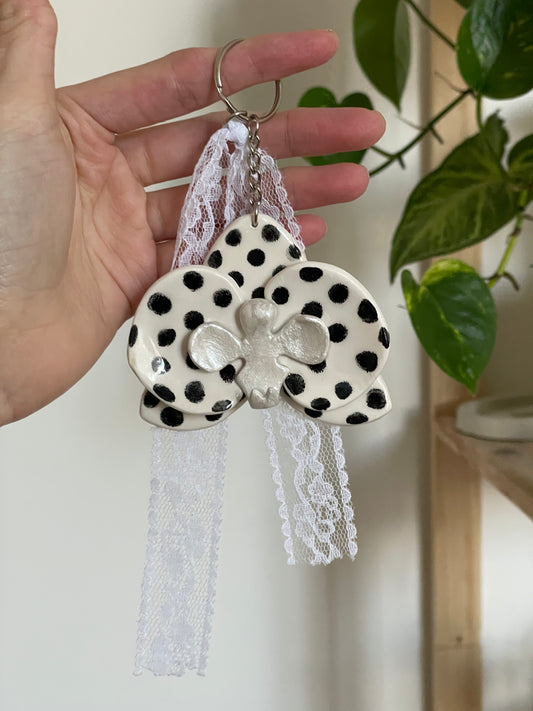 Charms mini orchidée noir & blanc