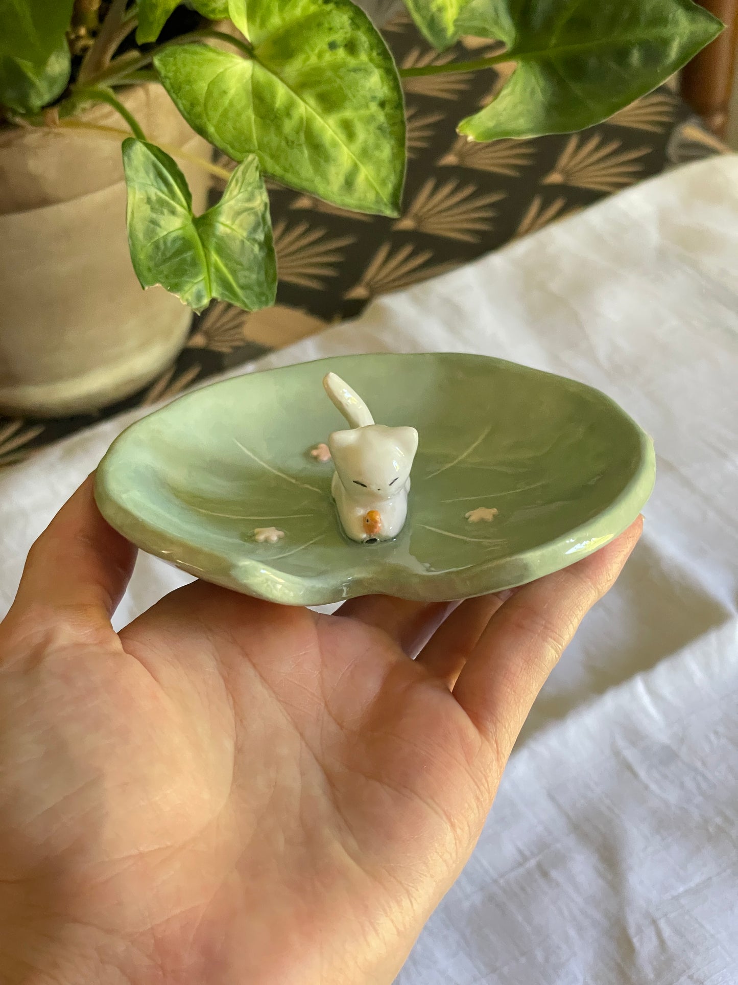 Coupelle / porte bague chat pêcheur
