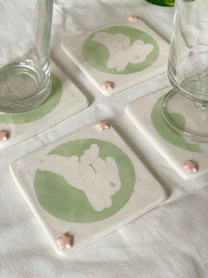 Lot 4 dessous de verre "lapin ailés"