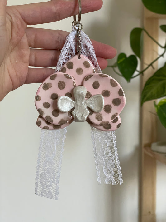 Charms mini orchidée marron & rose