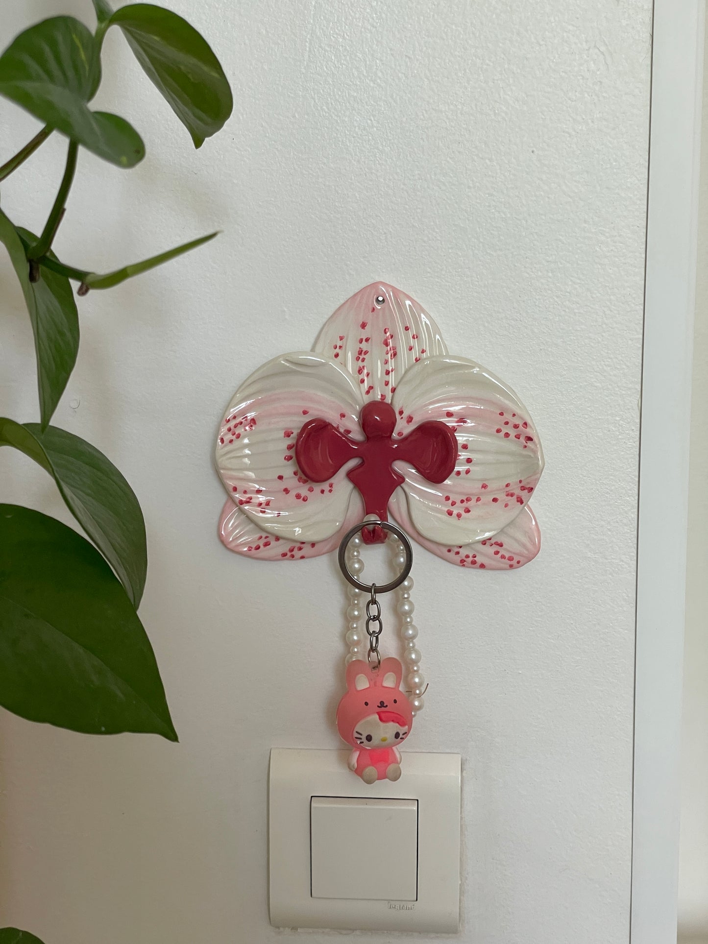 Orchidée murale rose & rouge