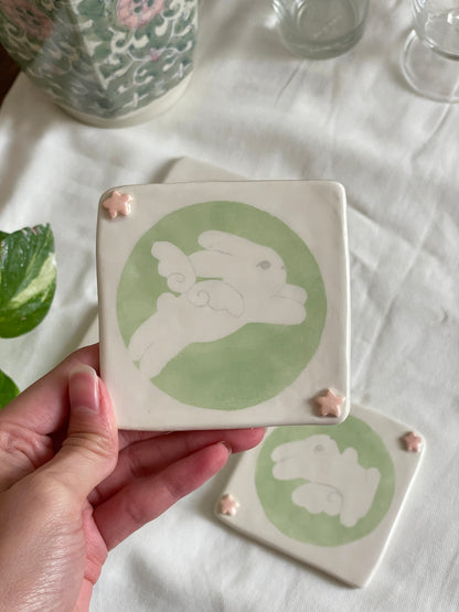 Lot 4 dessous de verre "lapin ailés"