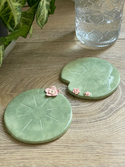 Lot 2 dessous de verre nenuphar