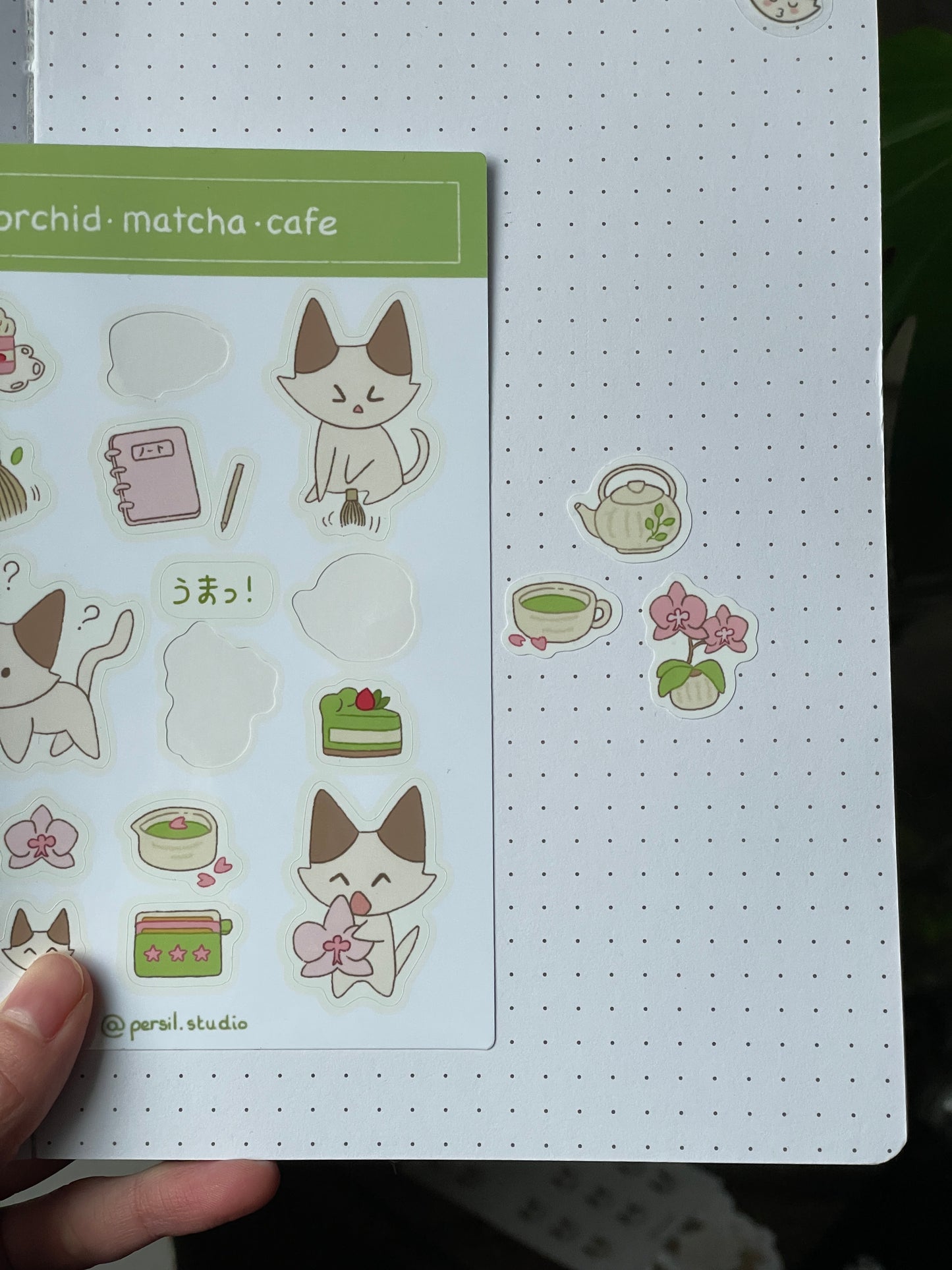 Planche stickers orchid matcha cafe