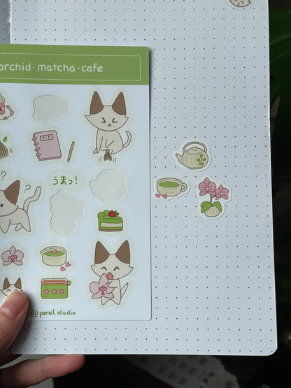 Planche stickers orchid matcha cafe