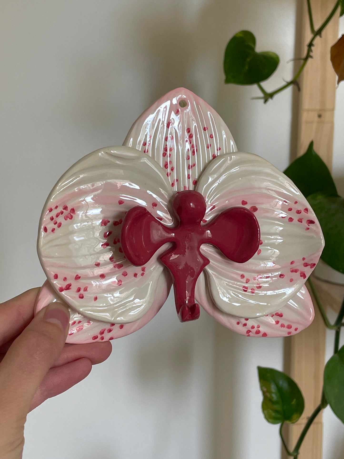Orchidée murale rose & rouge
