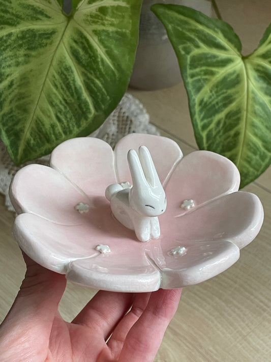 Coupelle Porte Bagues lapin rose