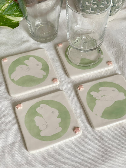 Lot 4 dessous de verre "lapin ailés"