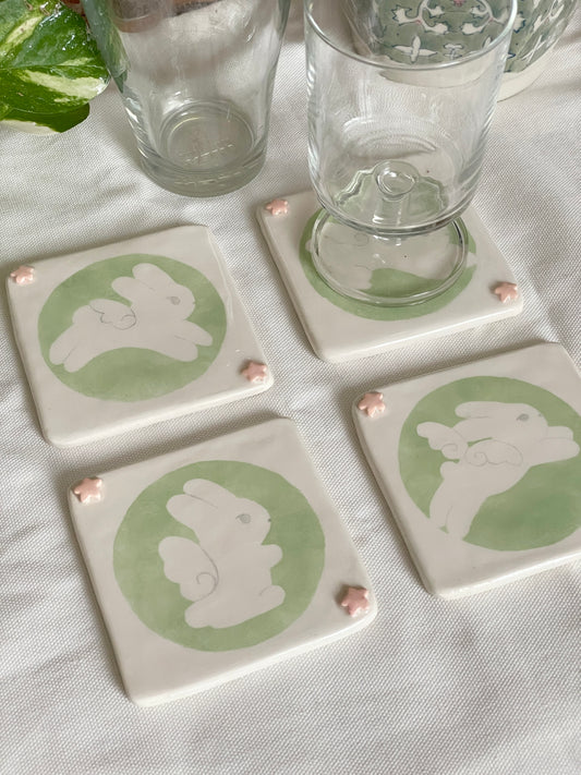Lot 4 dessous de verre "lapin ailés"