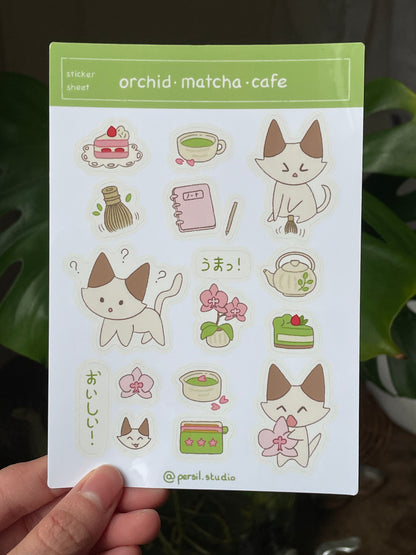 Planche stickers orchid matcha cafe