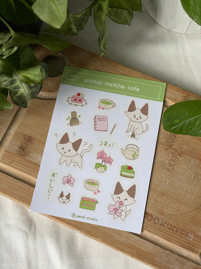 Planche stickers orchid matcha cafe