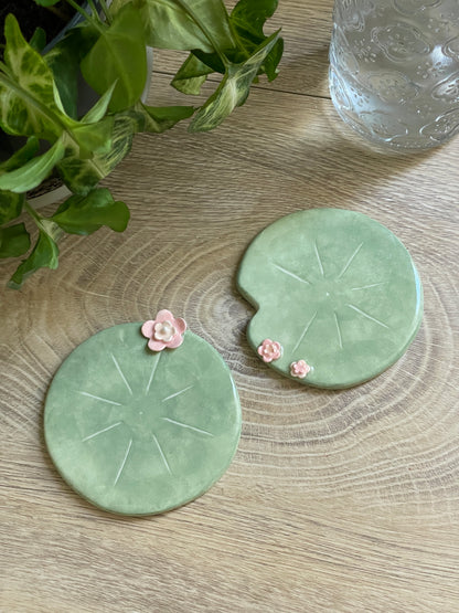 Lot 2 dessous de verre nenuphar