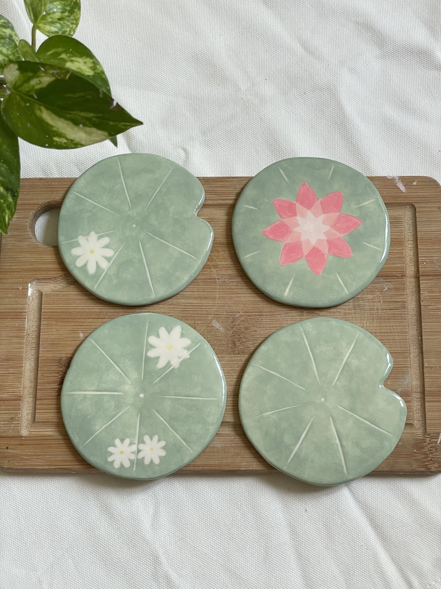 Lot 4 dessous de verre nenuphar
