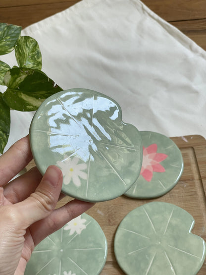 Lot 4 dessous de verre nenuphar