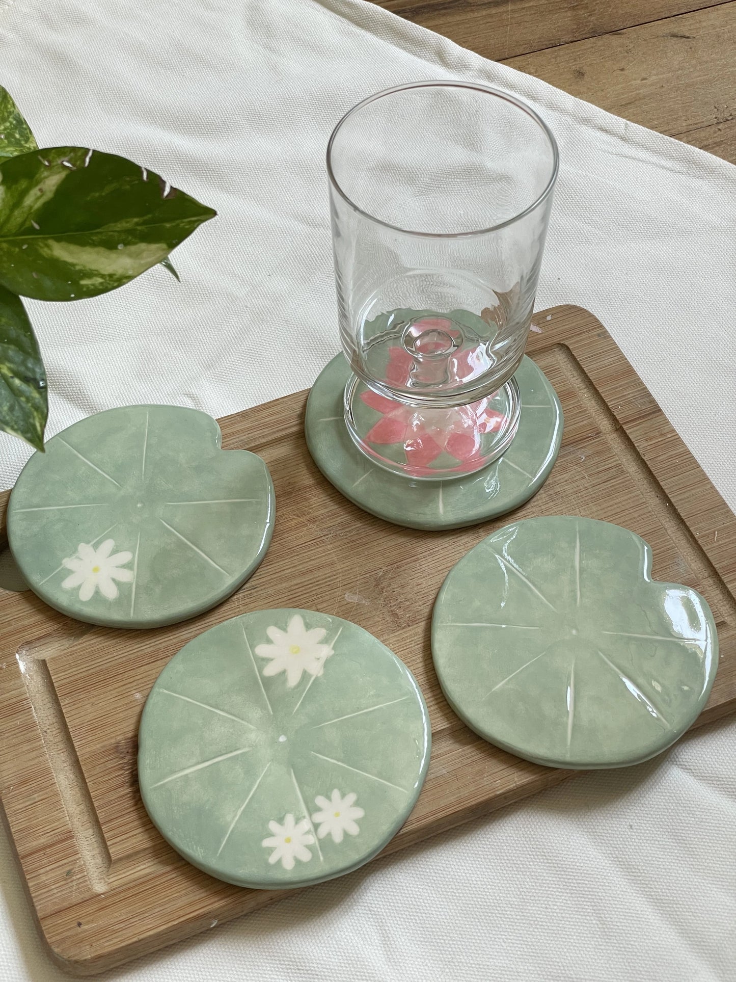 Lot 4 dessous de verre nenuphar