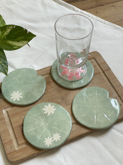 Lot 4 dessous de verre nenuphar