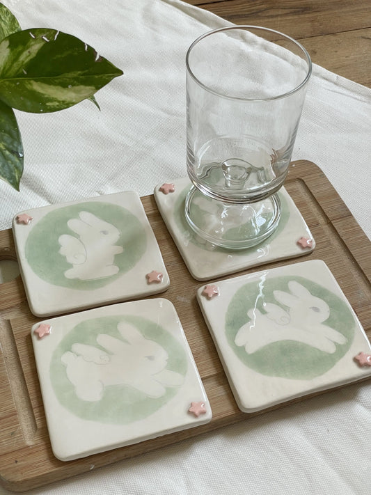 Lot 4 dessous de verre "lapin ailés"